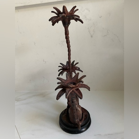 Maitland Smith Style? Monkey Palm Tree Candle Holder Candelabra Brass/Bronze - Picture 3 of 16